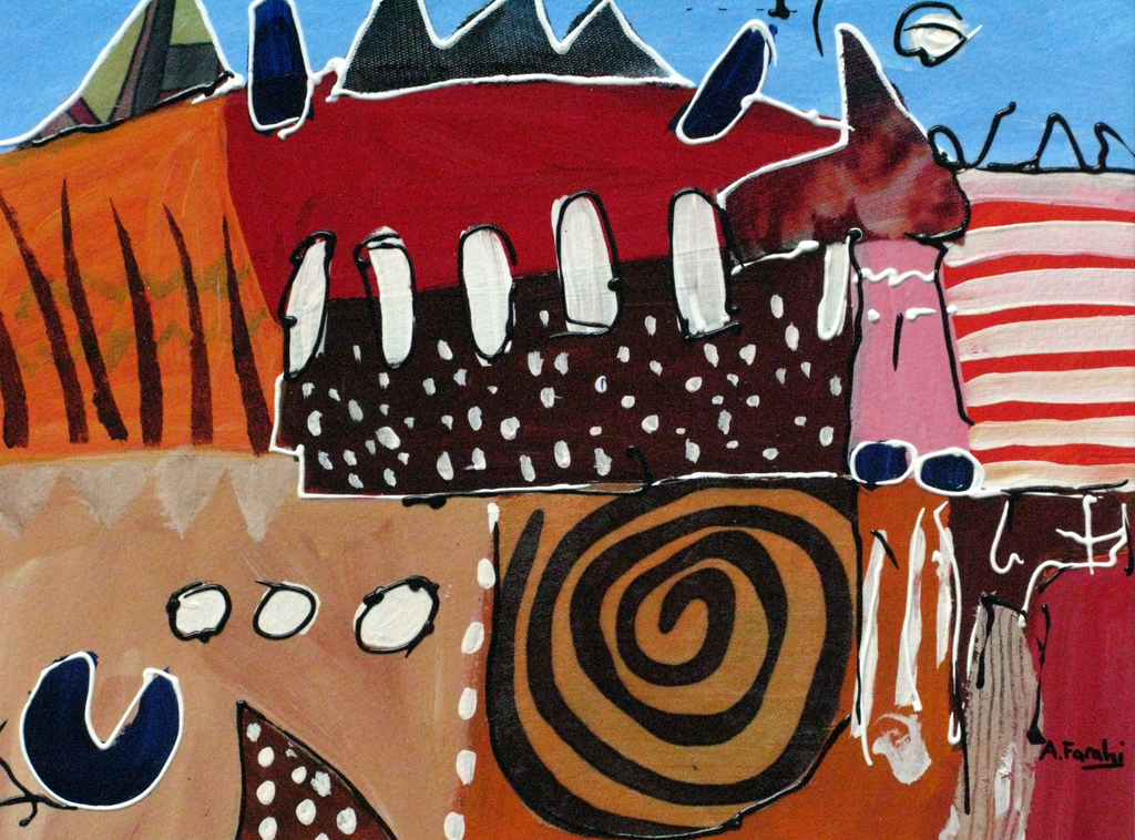 ABDEL FARAHI (1964) - OLIEVERF abstract op linnen - gesigneerd. verkocht voor € 345!