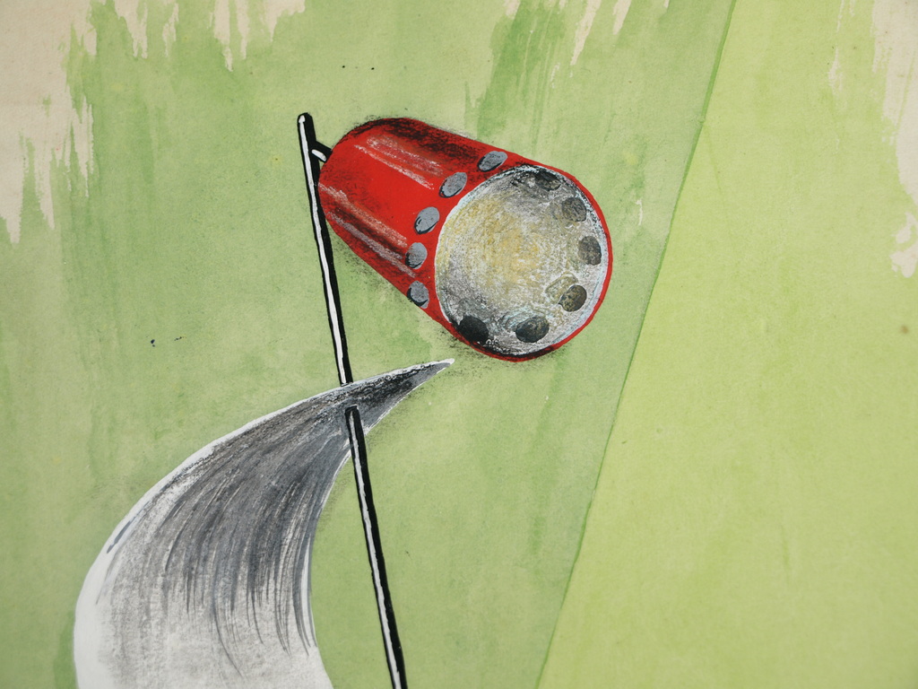 Pieter Vrouwe (1928) – Aquarel – Ontwerp schemerlamp “Metavorm” – 1955 kopen? Bied vanaf 1!