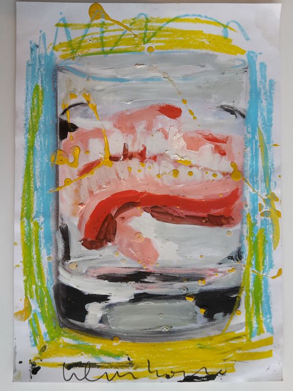 Peter Klashorst - Kunstgebit in glas - gemengde techniek op papier - gesigneerd kopen? Bied vanaf 1!