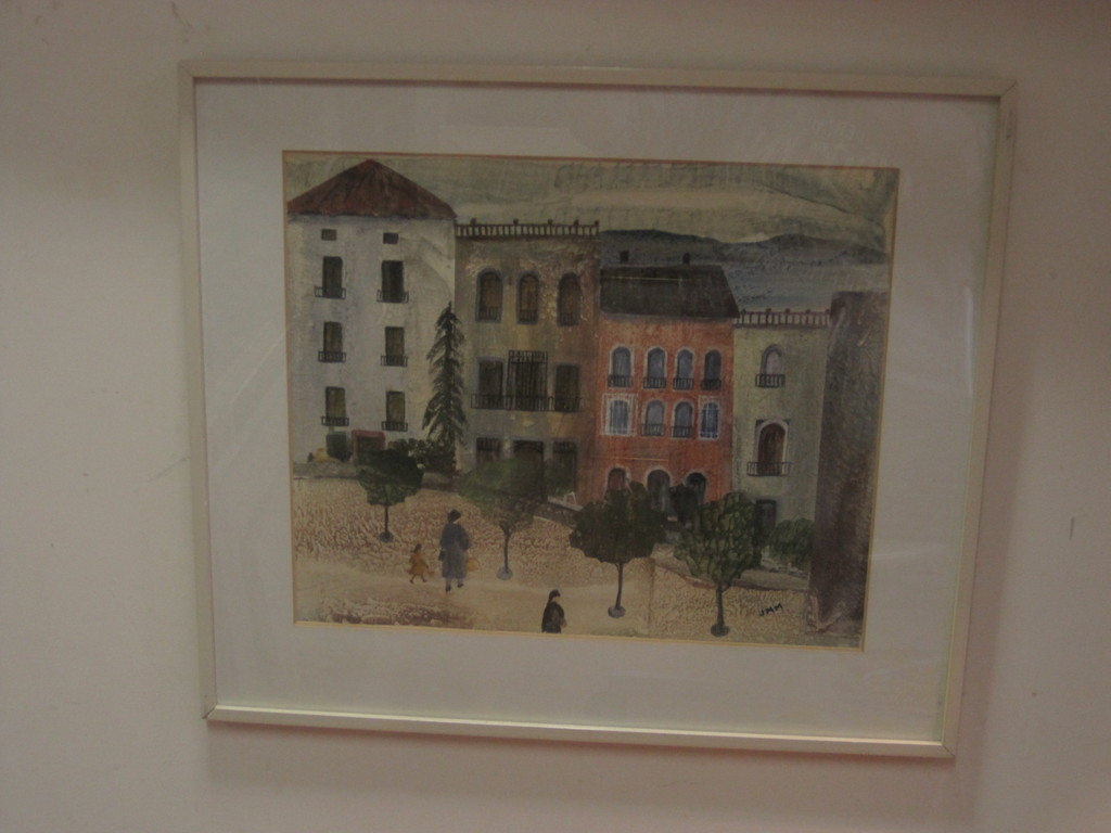 monogram JMM - pastel "Parijs - personen op plein" omstreeks 1950  kopen? Bied vanaf 1!