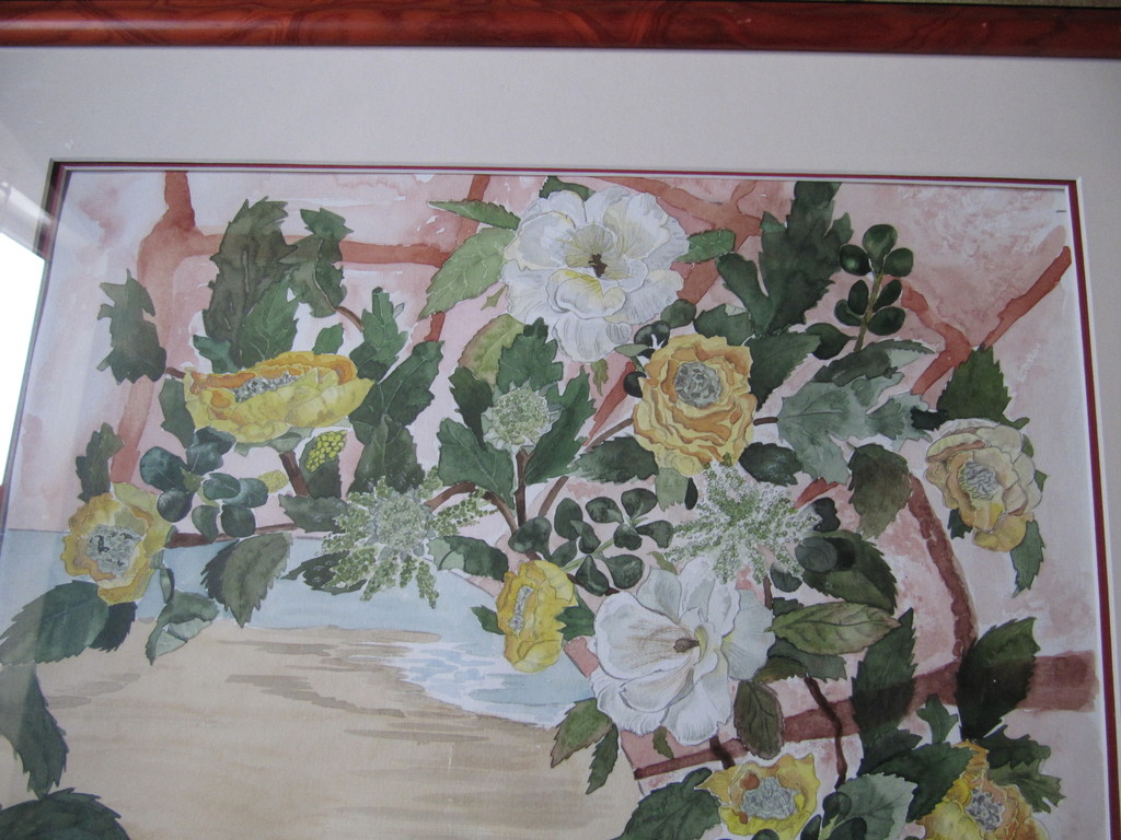 Mooie Aquarel van zeegezicht met op voorgrond rozenstruiken. kopen? Bied vanaf 30!