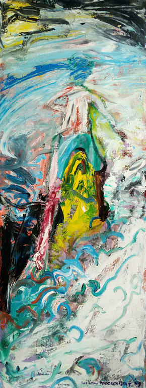 Willem Moerenhout - Abstracte compositie, olieverf op doek (ingelijst, groot) verkocht voor € 195!