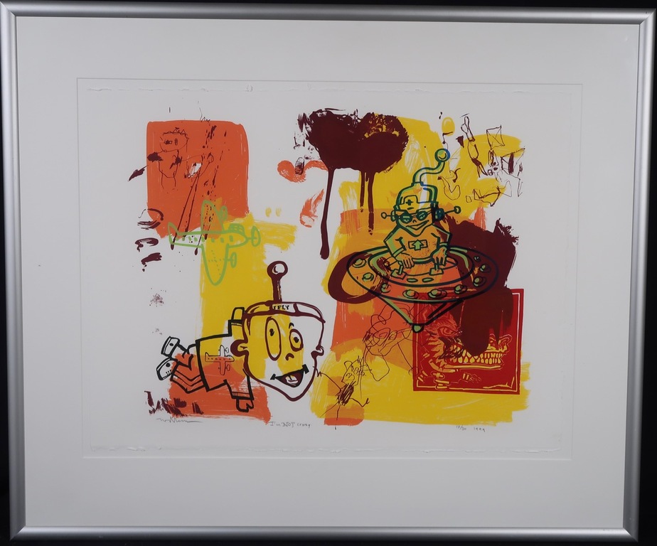 Willem Verburg: Zeefdruk, I'm not crazy - Ingelijst (groot) kopen? Bied vanaf 50!