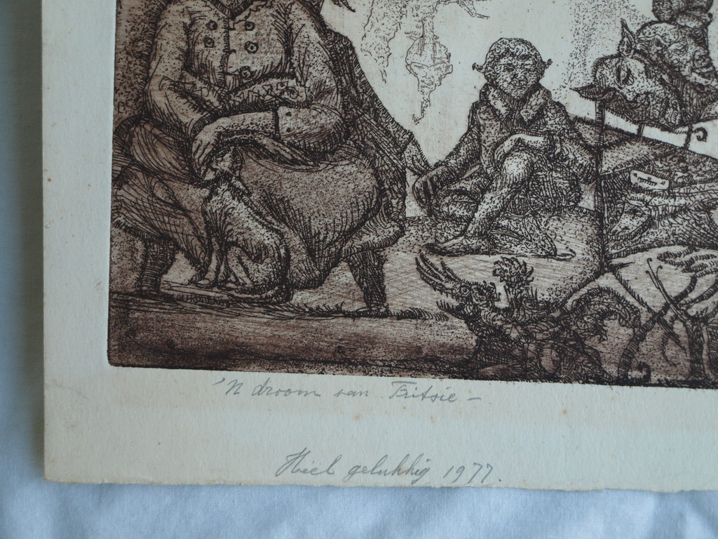 Fredericus Johannus van der Waals : Ets, Droom van Fritsie – gesigneerd -ca 1977 kopen? Bied vanaf 1!