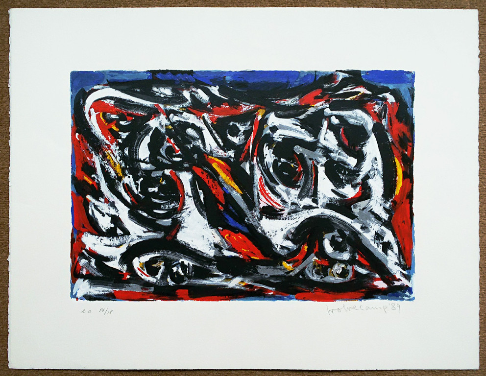 Theo Wolvecamp - Abstracte voorstelling, zeefdruk kopen? Bied vanaf 195!