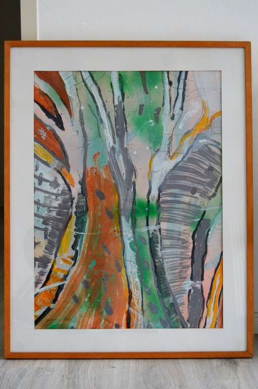 Arhan Gunermengi: Acryl op papier, Zonder titel -Ingelijst verkocht voor € 59!