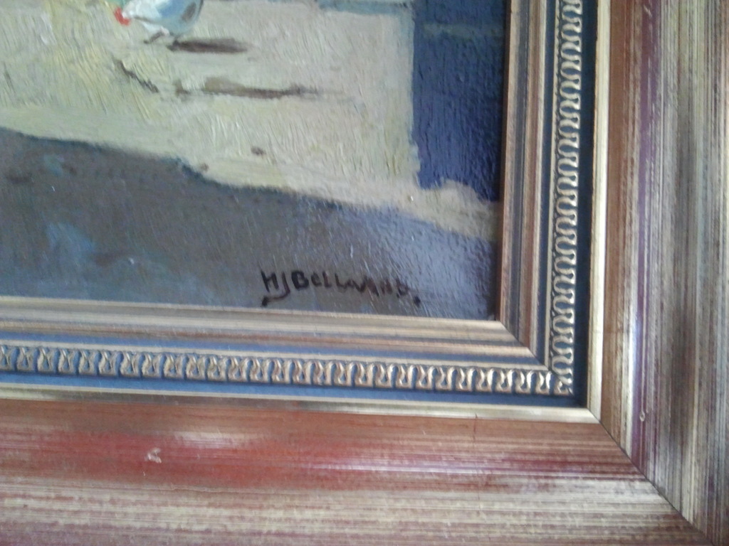  huisje met erf, olieverf op doek, gesigneerd: H.J. Bellaa kopen? Bied vanaf 1!