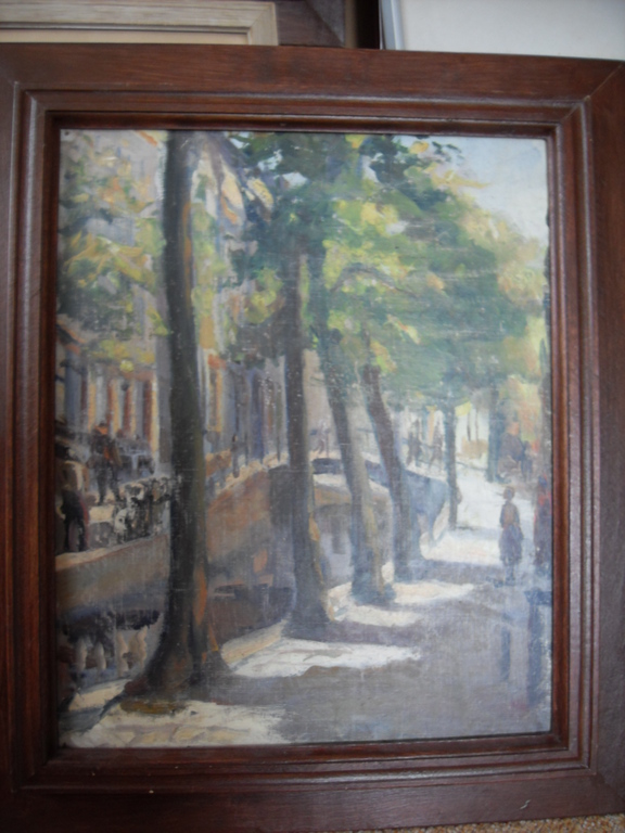 Toon Pluijmers, Leidsegracht Amsterdam, olie doek 40x 50 ro gesign kopen? Bied vanaf 1!