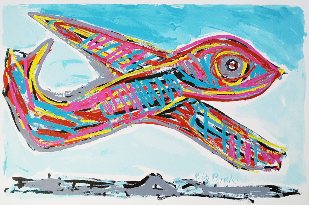 Karel Appel - Big Bird, ongesigneerde zeefdruk (groot) verkocht voor € 185!