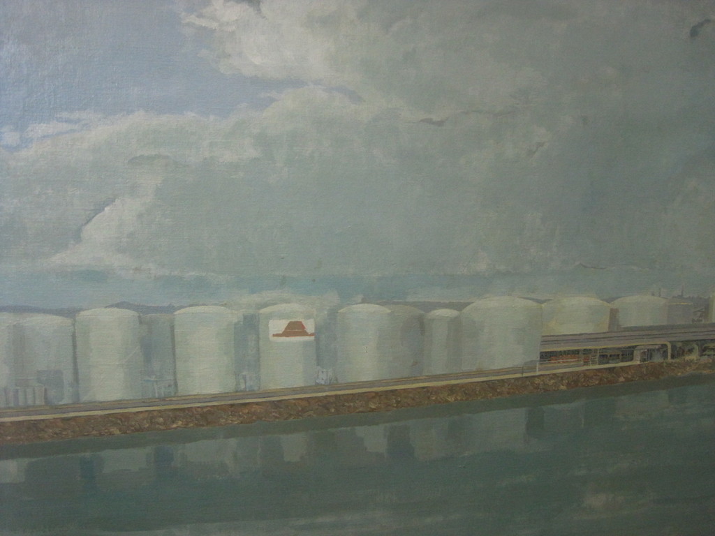 imposant olieverf/doek "Haven Goteborg Vopak opslagtanks" W vd Berg 1980 kopen? Bied vanaf 1!