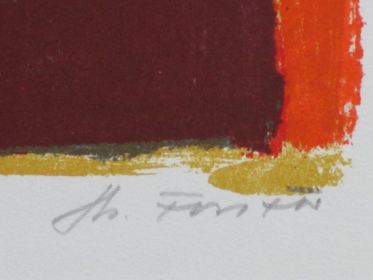 Onbekend, Kleurrijke abstracte compositie, Kleurenlitho kopen? Bied vanaf 1!