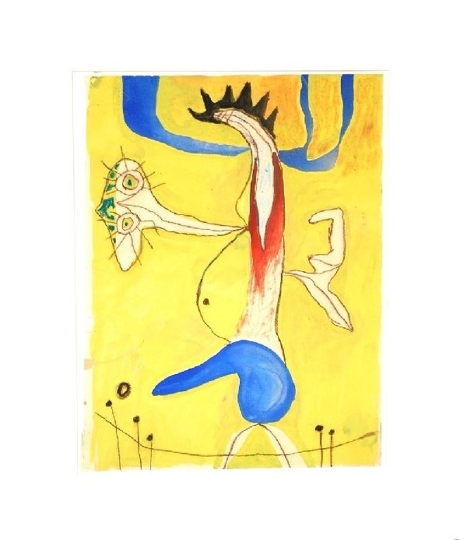 Lucebert: Originele Pastel/Aquarel Compositie met Figuur. kopen? Bied vanaf 500!