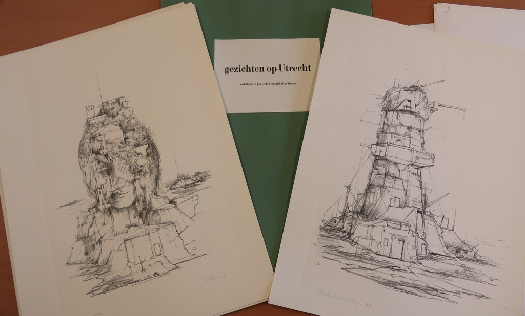 Dirkje Kuik: Map met 10 litho's, Gezichten op Utrecht  verkocht voor € 450!