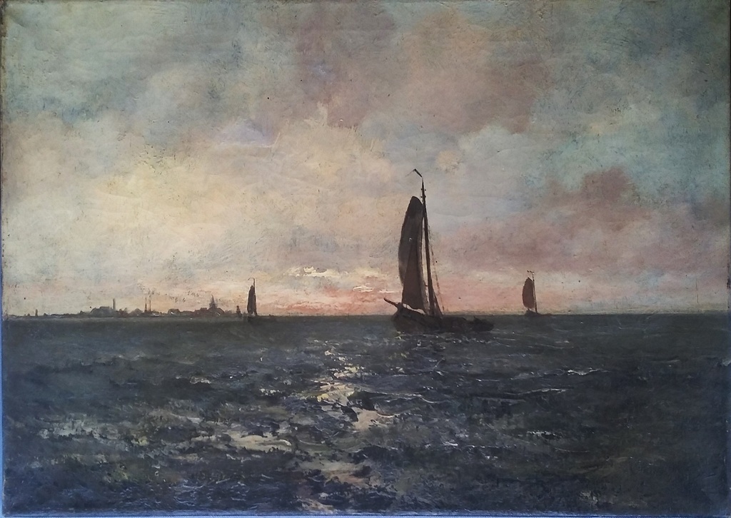 Cornelis de Bruin (1870-1940) - Botters op de Zuiderzee verkocht voor € 150!