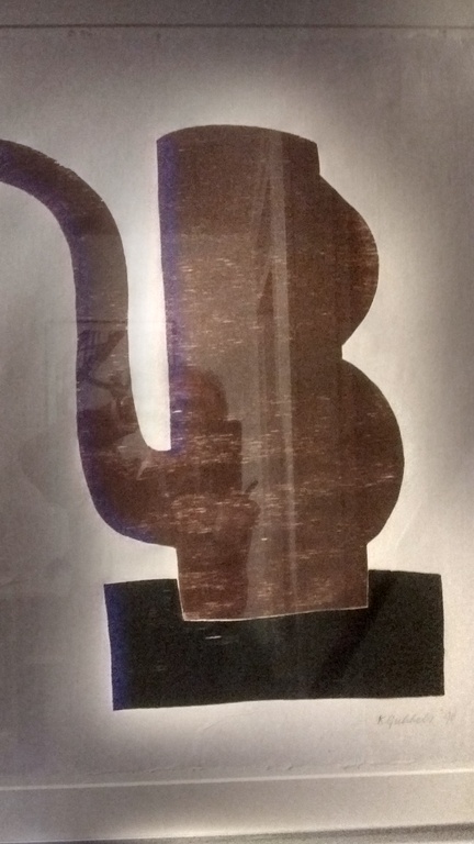 Klaas Gubbels: houtdruk , Sienna ; museumkwaliteit ! verkocht voor € 450!