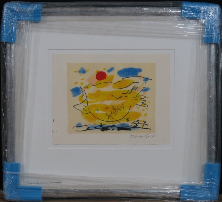 Kees Salentijn: Gemengde techniek op papier, Vredesduif - Ingelijst kopen? Bied vanaf 100!