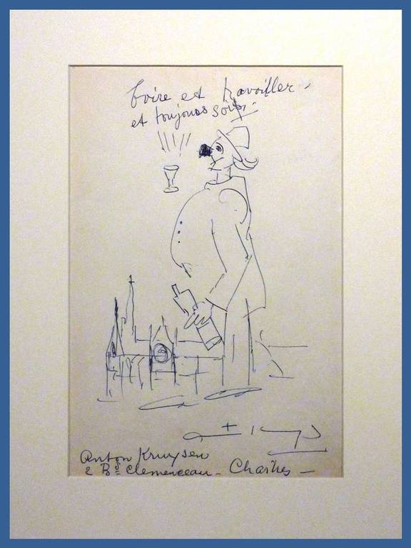 Antoon Kruyssen - tekening - ironisch zelfportret verkocht voor € 50!