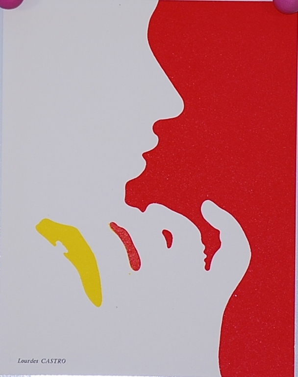 Lourdes Castro: Kleurenlitho. Gezicht kopen? Bied vanaf 1!
