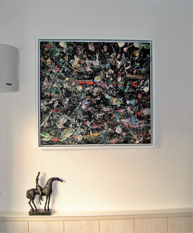 Jolanda van Gennip: Prachtige abstracte voorstelling olieverf op doek. verkocht voor € 950!