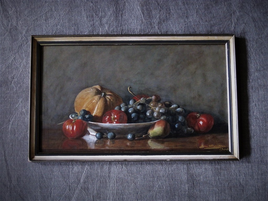 Schitterend 1906 realistisch Aquarel gevarieerd fruit stilleven gesigneerd  kopen? Bied vanaf 1!