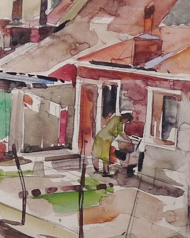 Jan Gerrit Jordens: Aquarel, Huizen met achterplaatsjes kopen? Bied vanaf 300!