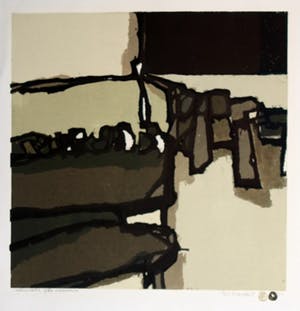 Fon Klement - Fon Klement, boardsnede uit 1971. titel: Abiogenesis. beeldformaat 50 x 50 cm. kopen? Bied vanaf 75!