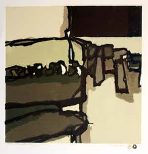 Fon Klement - Fon Klement, boardsnede uit 1971. titel: Abiogenesis. beeldformaat 50 x 50 cm. verkocht voor € 75!