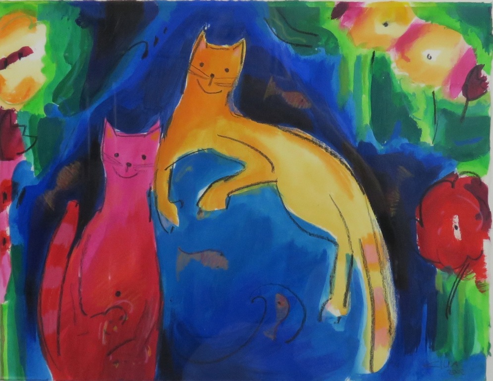 Cilia de Munnik: Gemengde techniek, Poezen - Ingelijst kopen? Bied vanaf 50!