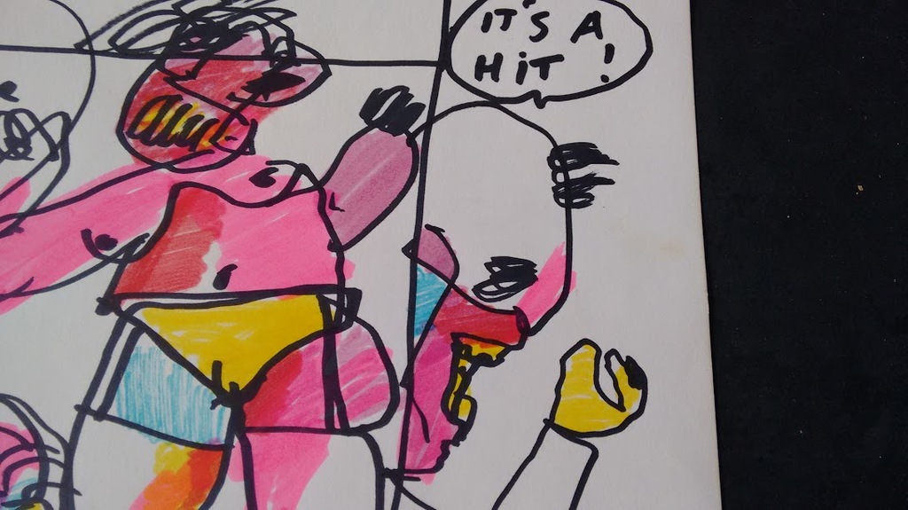 Herman Brood grote tekening, it's a hit, ingelijst kopen? Bied vanaf 280!