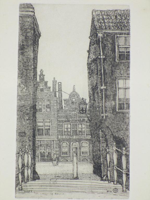 Herman Heuff, Ossensteeg te Delft, Ets 1920 kopen? Bied vanaf 35!