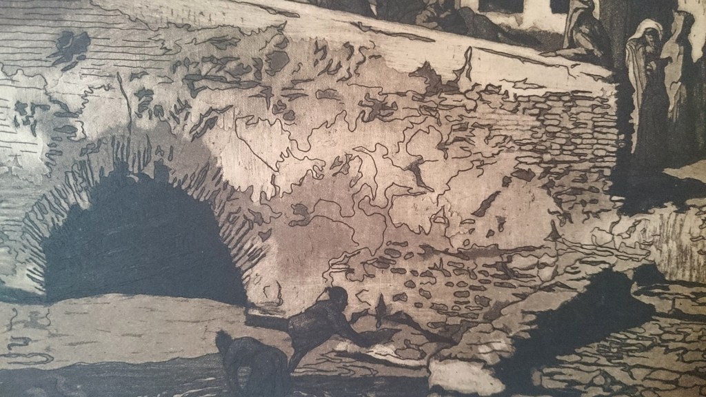 Contrastrijke grote ets van voor mij onbekende kunstenaar kopen? Bied vanaf 1!