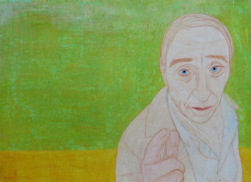 Kor Bekker - krijttekening - 1973 verkocht voor € 65!