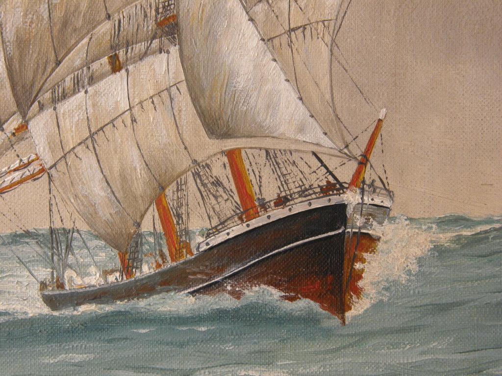 Oliever op doek voorstellende een tall ship. Willem Koningstein. ges. kopen? Bied vanaf 60!