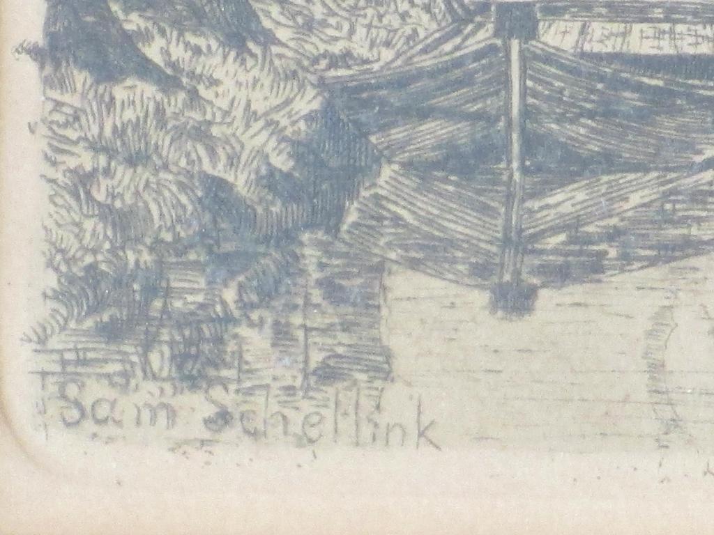 Sam Schellink, Landelijke boerderij bij sloot, Ets kopen? Bied vanaf 30!