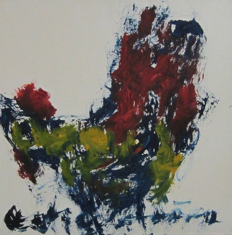 olieverf op doek 80 x 80 cm == Anton Heyboer == kip kopen? Bied vanaf 500!