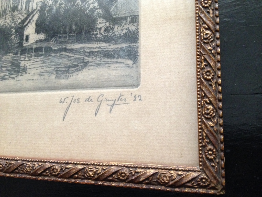 W. Jos. de Gruyter (1899-1979) – Vaart bij Leiden, ets, 1922 kopen? Bied vanaf 10!