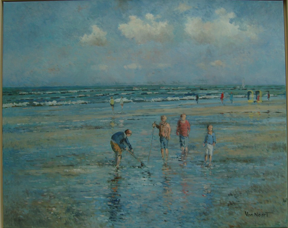 Arie-Cees van Noort: Strandgezicht. GROOT TOPWERK! verkocht voor € 1300!