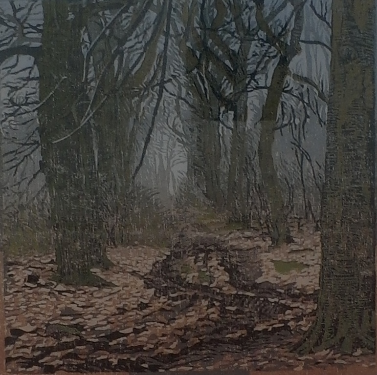 Siemen Dijkstra - ingelijste houtdruk: Het groene bos(de Berk) - 2001 kopen? Bied vanaf 125!