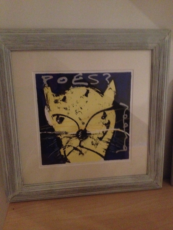 Herman Brood : Poes ingelijst ! verkocht voor € 50!