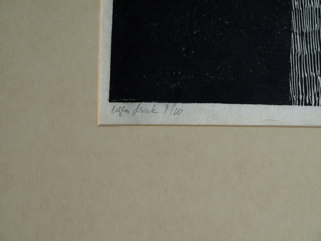 Frans de Boo (1925-1999) : Linosnede, Table – gesigneerd – 1983 kopen? Bied vanaf 1!