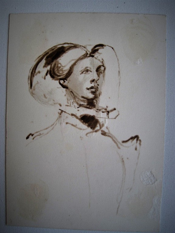 Mooi dubbel Sepiatekening "Luipaard en Gesluierde vrouw" Piet Rezelman 1887-1967 kopen? Bied vanaf 1!