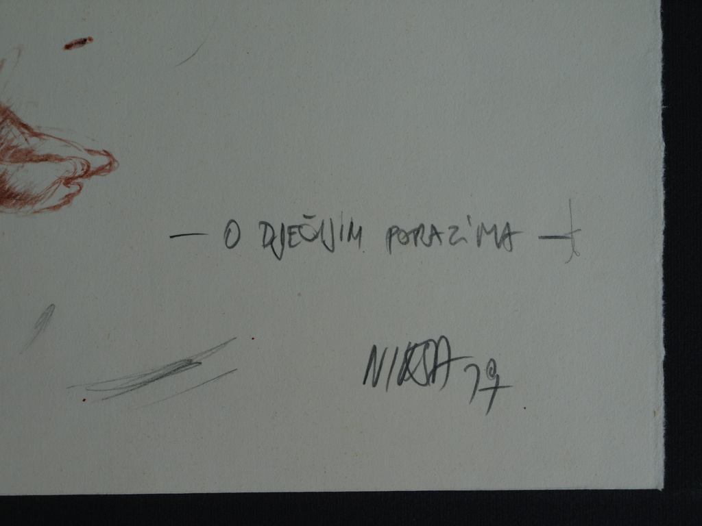 Onduidelijke signatuur : Tekening, Ondergang van de kinderen – Ingelijst – 1979 kopen? Bied vanaf 1!