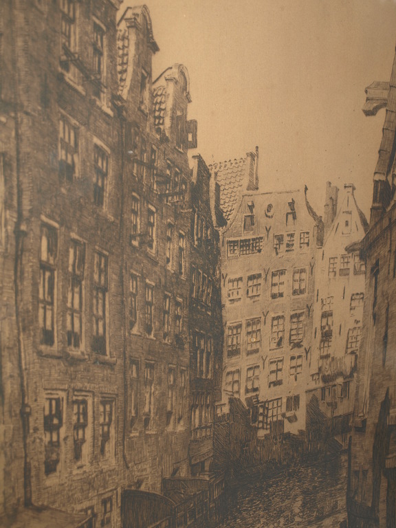 B. A. BONGERS-Ets�Oudezijds Achterburgwal Amsterdam�Gesigneerd & ingelijst�1920 kopen? Bied vanaf 30!