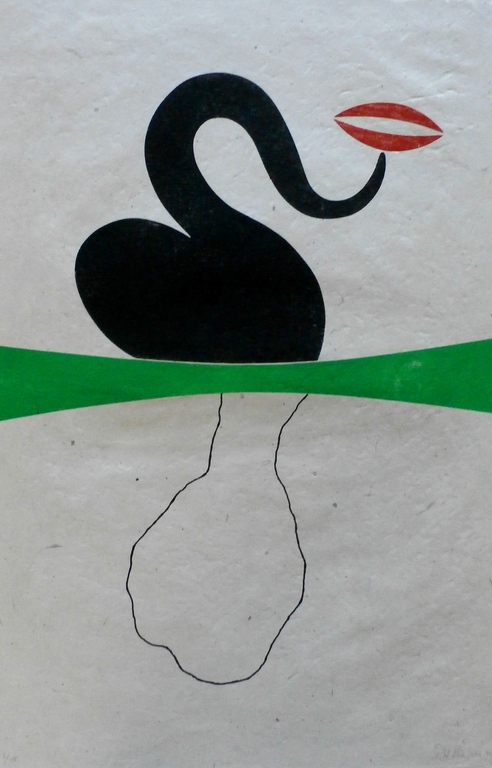 Tiddo Nieboer - houtsnede: compositie - 1997 verkocht voor € 65!
