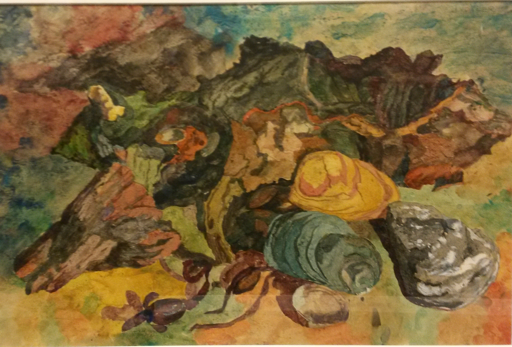 Jan van der Veer, Aquarel, 'Waterwingebied met Botanische tuin' verkocht voor € 150!