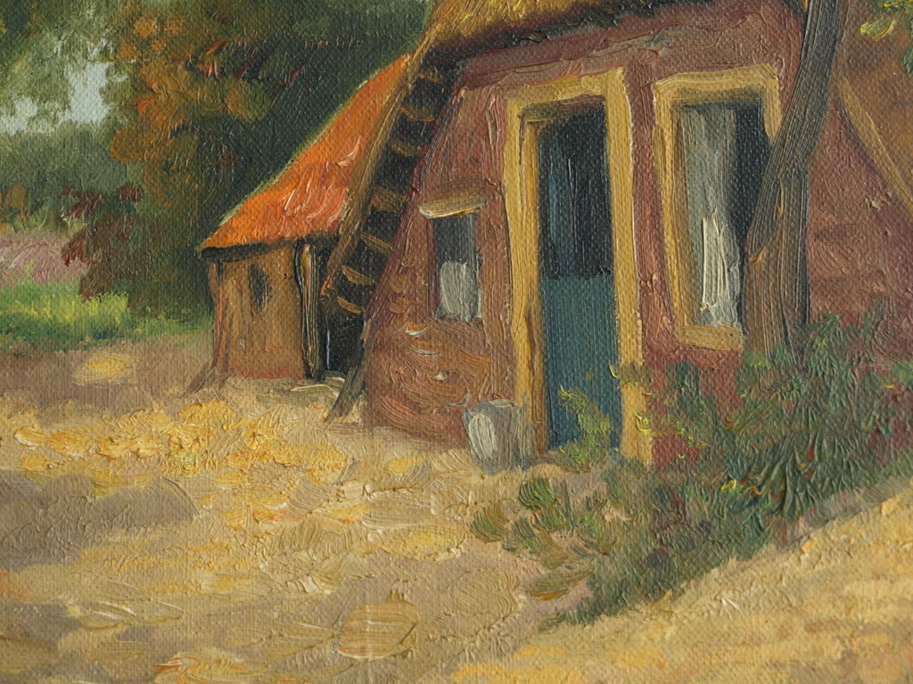 Onbekend : Olieverf op doek – Boerderij – Gesigneerd en ingelijst  kopen? Bied vanaf 1!