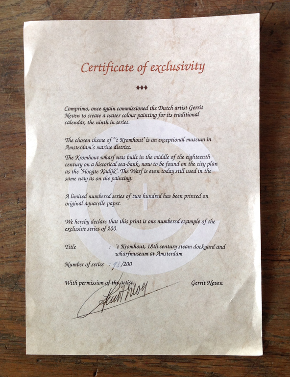 Gerrit Neven – hand gesigneerde Aquarel - Oplage 93/200 – Inclusief certificaat kopen? Bied vanaf 200!