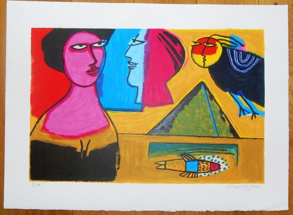 Corneille : vrouw, vogel en vis (grote lithografie 60 cm x 82 cm ) kopen? Bied vanaf 1!