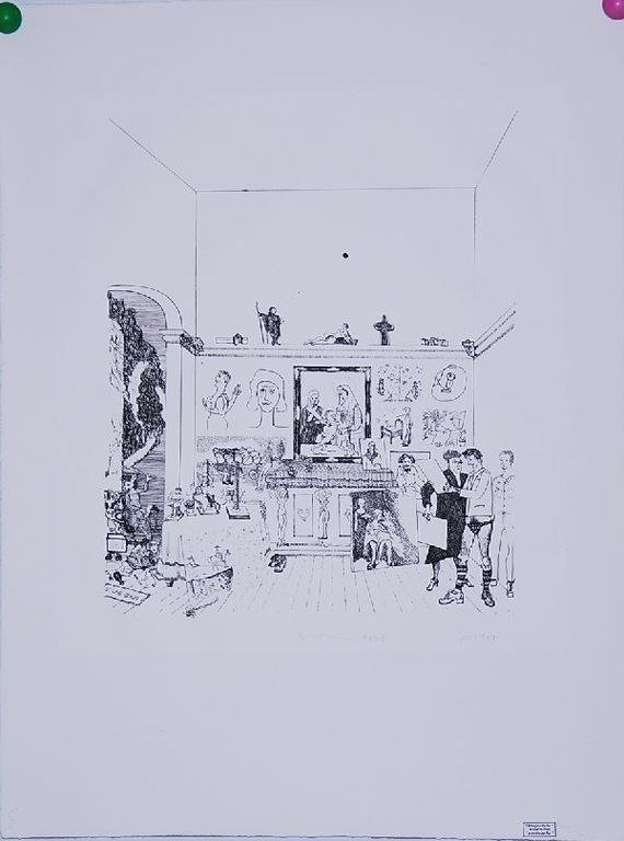 Sipke Huismans: Litho. Figuren in interieur uit 1978 verkocht voor € 35!