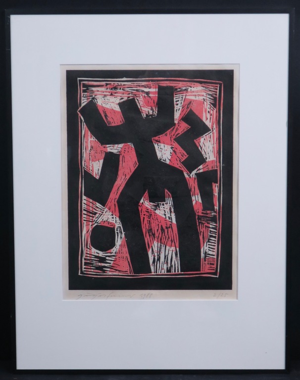 Ferenc Gogos: Houtsnede, Vreemdeling -Ingelijst verkocht voor € 56!